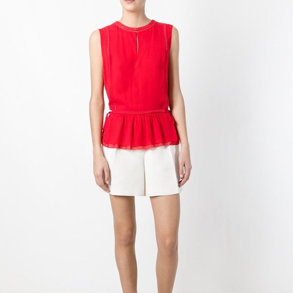 NWT Tory Burch Silk Ruffled Hem Sleeveless Top– Chic Blouse for Any Occasion - Picture 1 of 9